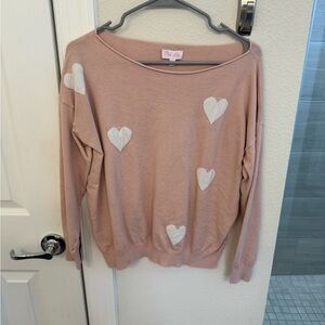 Pink Lily Blush Sweater with White Heart Details